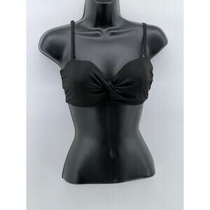 H&M Women's Black Twist-Front Removable Strap Balconette Bikini Top SZ 34C